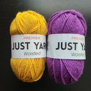 Premier Just Yarn Worsted Lot of 2 Skeins Acrylic